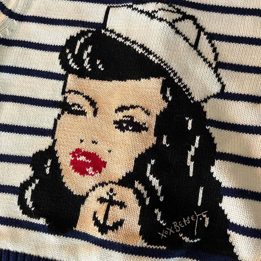 BETSEY JOHNSON Rare Sailor Nautical Pinup Sweater Cardigan